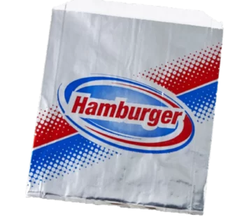 Foil Hamburger Bag, Stock Printed Hamburger, 6x.75×6.5 1000