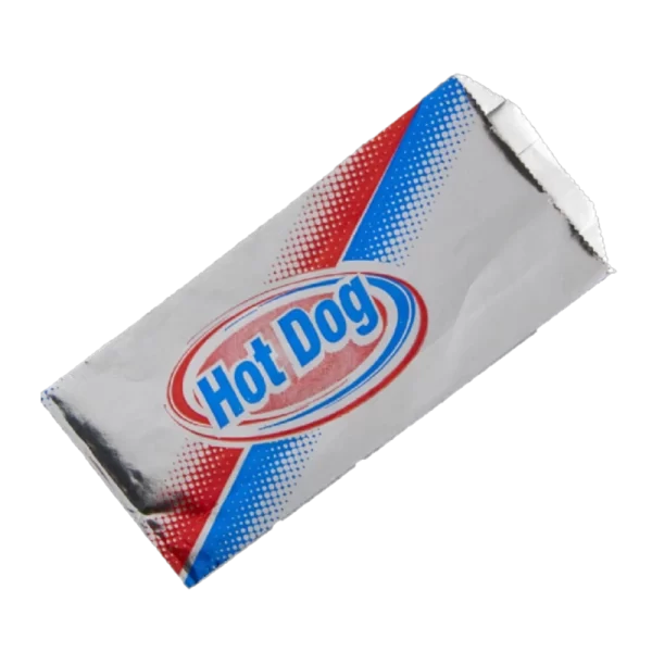 Foil Hot Dog Bag, Stock Print Hotdog, 3.5x1.5x8.5 1000
