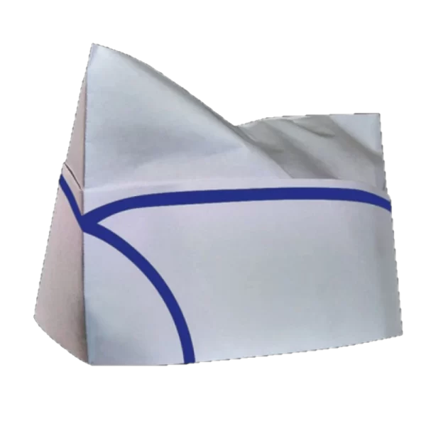 Overseas Cap, Soda Jerk Paper Hats, Peaked Crown, Blue Stripe