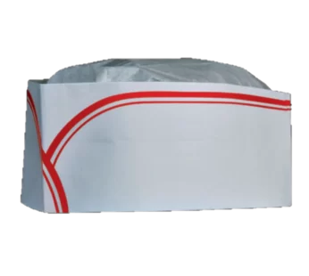 Overseas Cap, Soda Jerk Paper Hats, Round Crown, Red Stripe